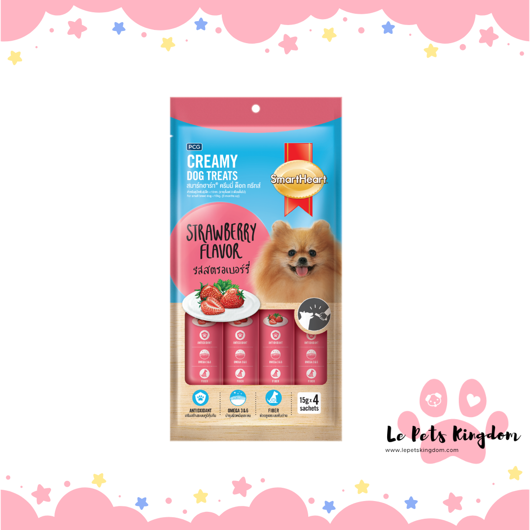 [BUNDLE OF 3] SmartHeart Creamy Dog Treats- Strawberry 60g x 3