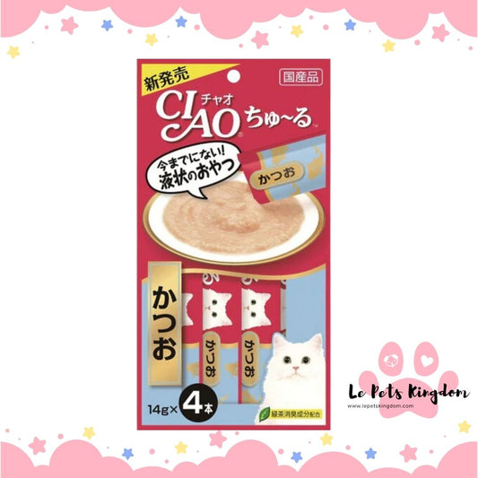 [BUNDLE of 3] Ciao ChuRu Tuna Liquid Cat Treat 14g x 4 (Katsuo)