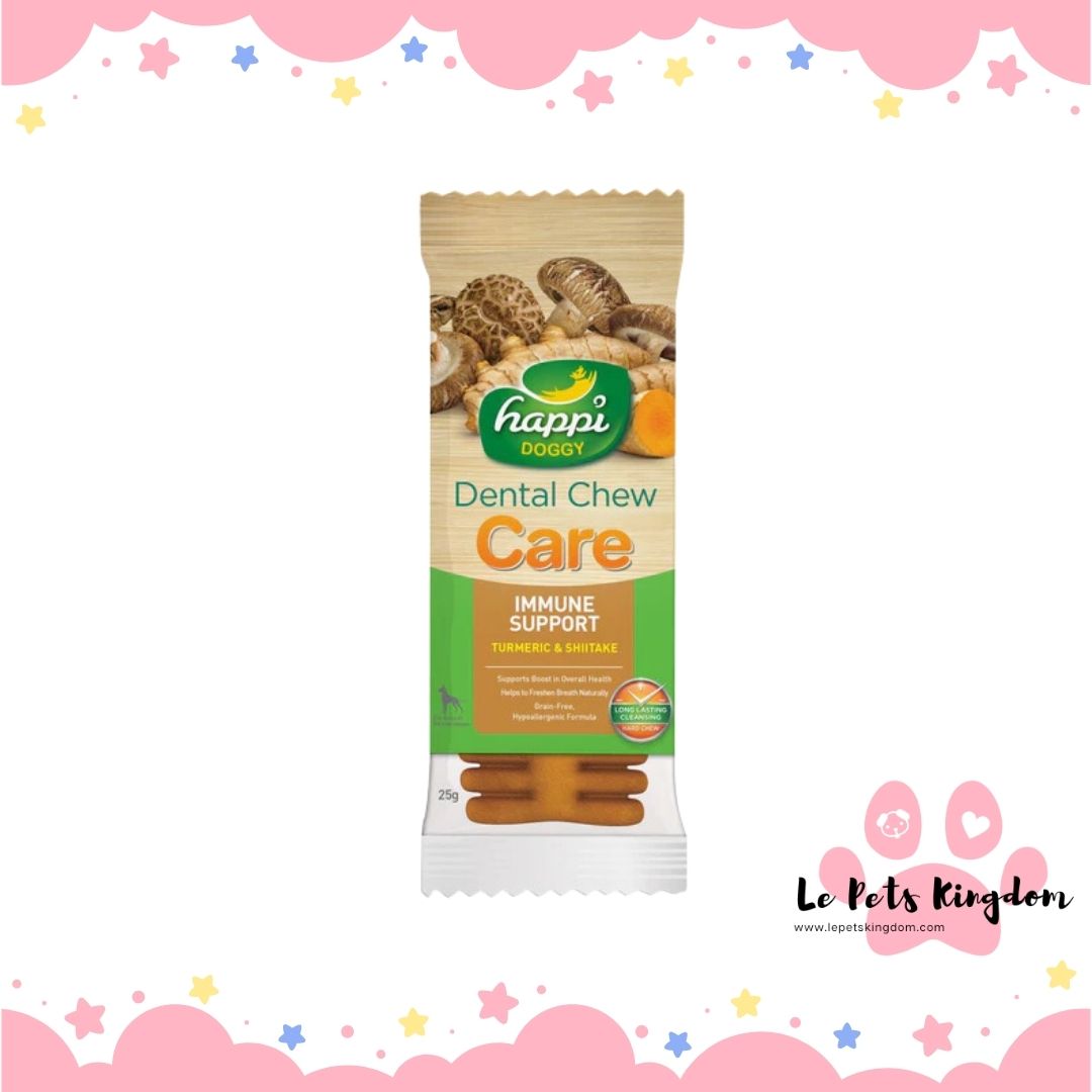 Happi Doggy Care Turmeric & Shiitake Immune Support Grain-Free Dental Dog Chews 4 Inch