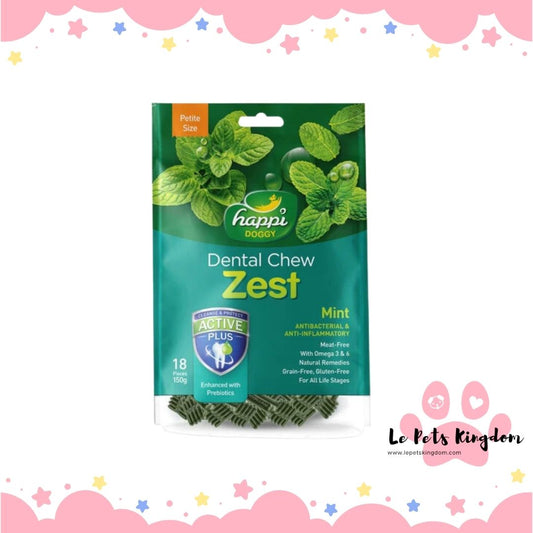 [BUNDLE OF 3] Happi Doggy Zest Petite Mint Dental Dog Chew 150g