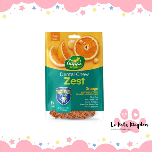 [BUNDLE OF 3] Happi Doggy Zest Petite Orange Dental Dog Chew 150g