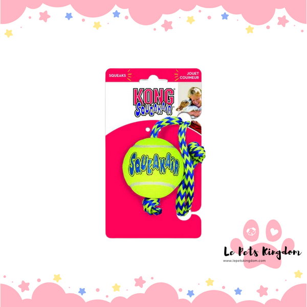 KONG SqueakAir Ball With Rope Dog Toy