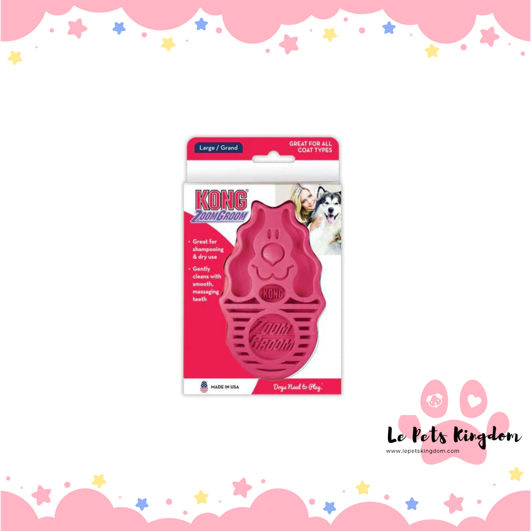 Kong Zoomgroom Dog Brush (Raspberry)
