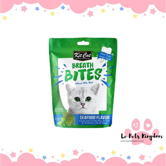 [BUNDLE OF 5] Kit Cat Breath Bites Seafood Flavour Dental Cat Treats 60g