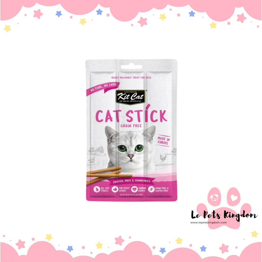 [BUNDLE OF 4] Kit Cat Cat Stick Chicken, Duck & Cranberries Grain-Free Cat Treats 3pc