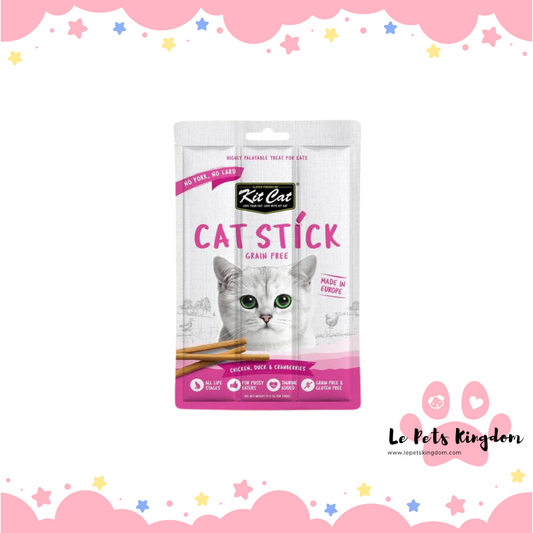 [BUNDLE OF 4] Kit Cat Cat Stick Chicken, Duck & Cranberries Grain-Free Cat Treats 3pc