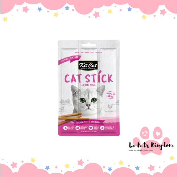 [BUNDLE OF 4] Kit Cat Cat Stick Chicken, Duck & Cranberries Grain-Free Cat Treats 3pc