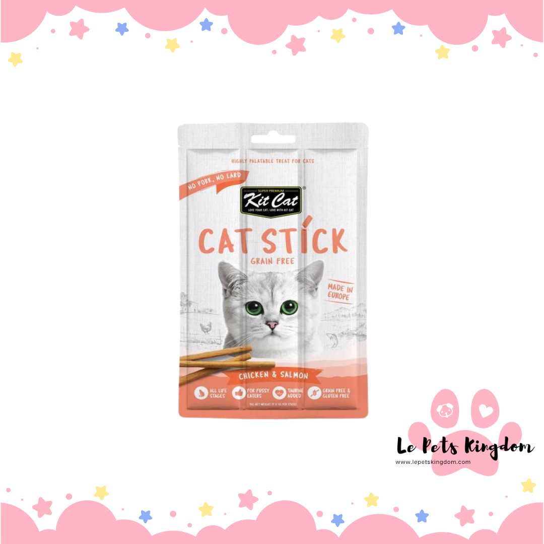 [BUNDLE OF 4] Kit Cat Cat Stick Chicken & Salmon Grain-Free Cat Treats 3pc