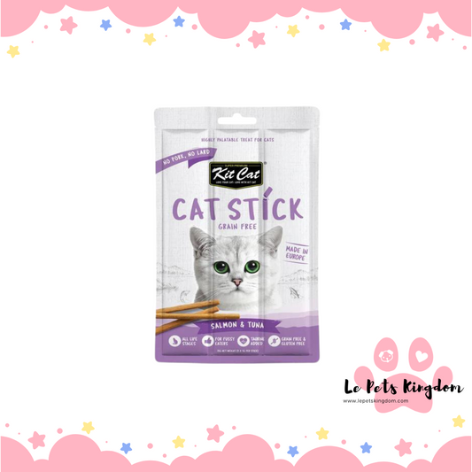 [BUNDLE OF 4] Kit Cat Cat Stick Salmon & Tuna Grain-Free Cat Treats 3pc
