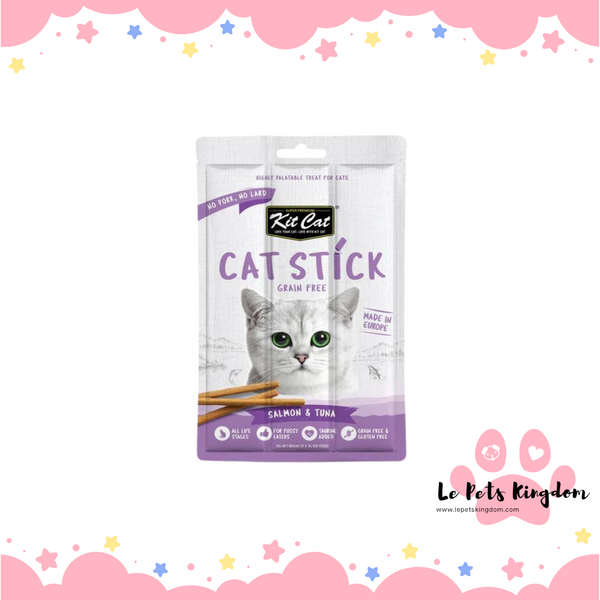 [BUNDLE OF 4] Kit Cat Cat Stick Salmon & Tuna Grain-Free Cat Treats 3pc