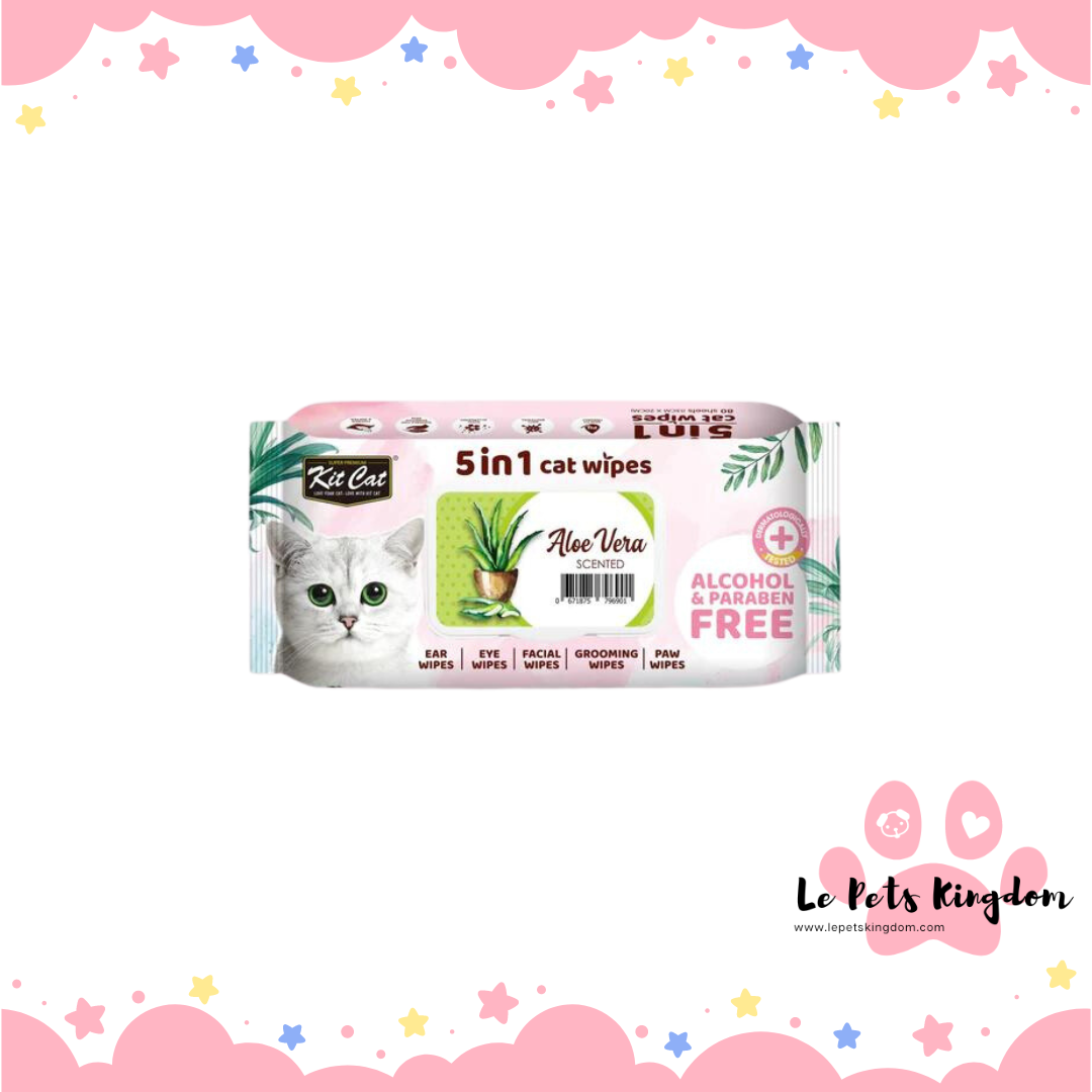 Kit Cat 5 in 1 Cat Wipes 80pcs (Aloe Vera)