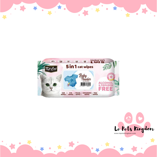 [BUNDLE OF 4] Kit Cat 5 in 1 Cat Wipes 80pcs (Baby Powder)
