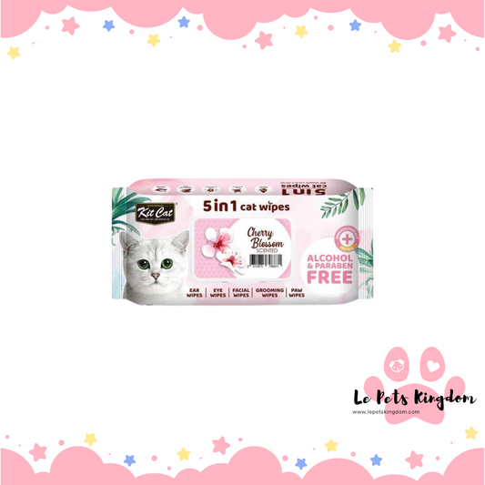 [BUNDLE OF 4] Kit Cat 5 in 1 Cat Wipes 80pcs (Cherry Blossom)