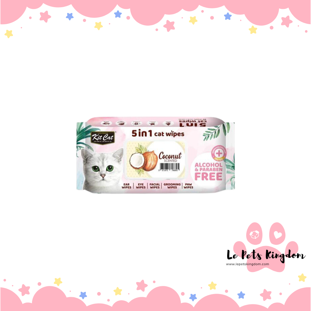 Kit Cat 5 in 1 Cat Wipes 80pcs (Coconut)
