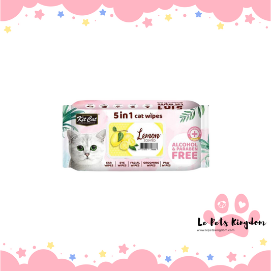 [BUNDLE OF 4] Kit Cat 5 in 1 Cat Wipes 80pcs (Lemon)