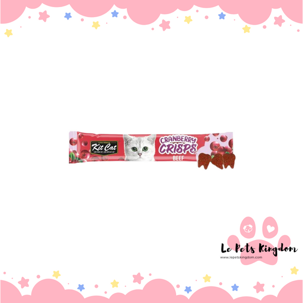 [BUNDLE OF 12] Kit Cat Cranberry Crisps Beef Cat Treats 20g