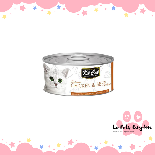 Kit Cat Grain-Free Deboned Chicken & Beef Aspic Topper Canned Cat Food 80g