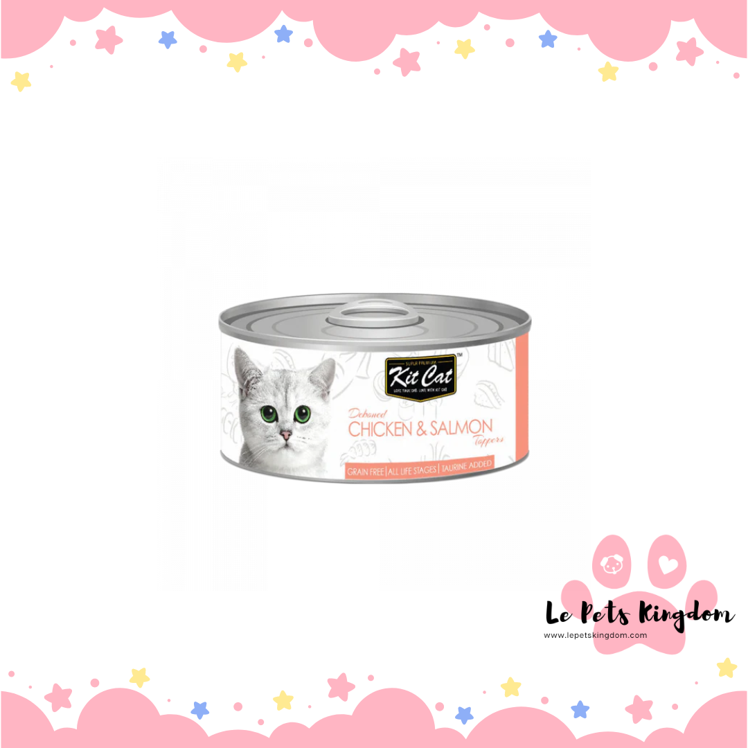 Kit Cat Grain-Free Deboned Chicken & Salmon Aspic Topper Canned Cat Food 80g