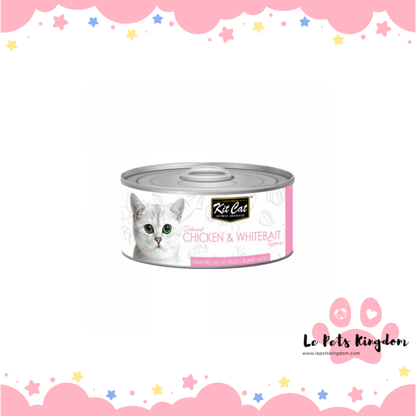 Kit Cat Grain-Free Deboned Chicken & Whitebait Aspic Topper Canned Cat Food 80g