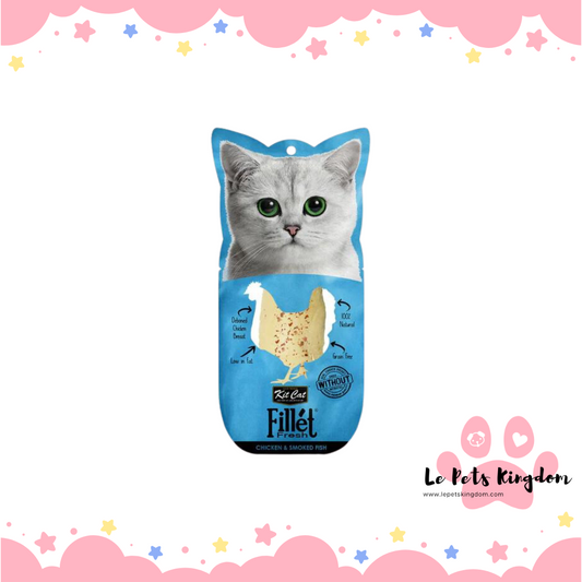 [BUNDLE OF 6]  Kit Cat Fillet Fresh Chicken & Smoked Fish Cat Treat 30g