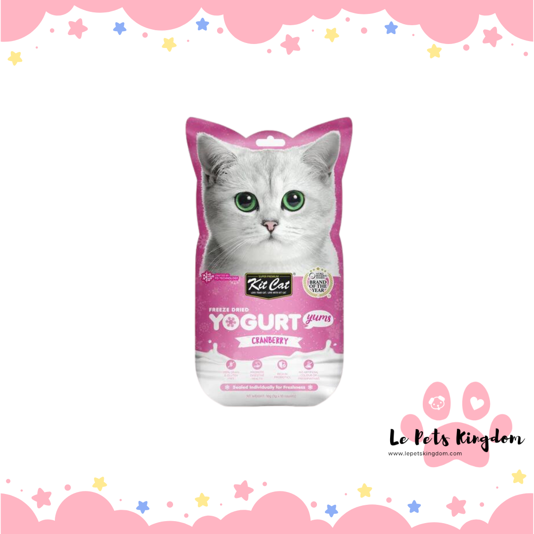 [BUNDLE OF 4] Kit Cat Yogurt Yums Cranberry Grain-Free Freeze-Dried Cat Treats 10pc