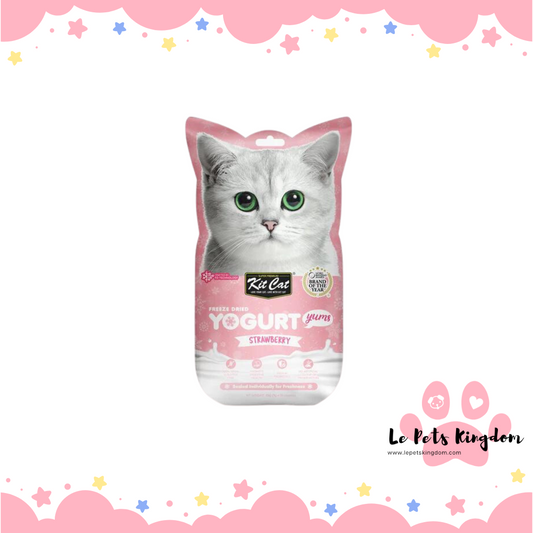 [BUNDLE OF 4] Kit Cat Yogurt Yums Strawberry Grain-Free Freeze-Dried Cat Treats 10pc