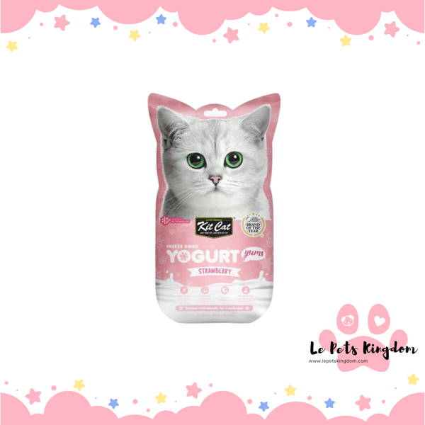 [BUNDLE OF 4] Kit Cat Yogurt Yums Strawberry Grain-Free Freeze-Dried Cat Treats 10pc