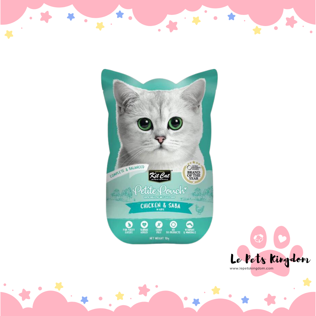 Kit Cat Petite Pouch Chicken & Saba In Aspic Grain-Free Pouch Cat Food 70g