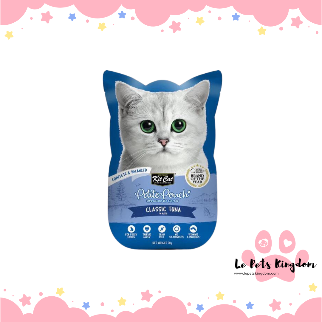 [BUNDLE OF 12] Kit Cat Petite Pouch Classic Tuna In Aspic Grain-Free Pouch Cat Food 70g