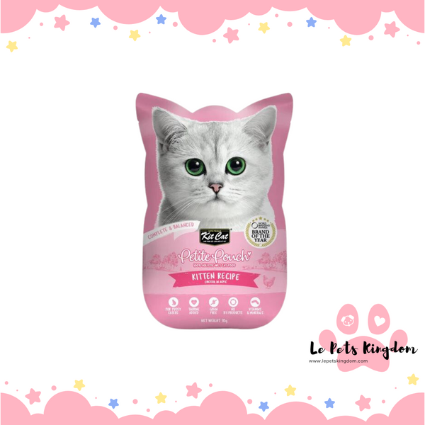 [BUNDLE OF 12] Kit Cat Petite Pouch Kitten Chicken In Aspic Grain-Free Pouch Cat Food 70g