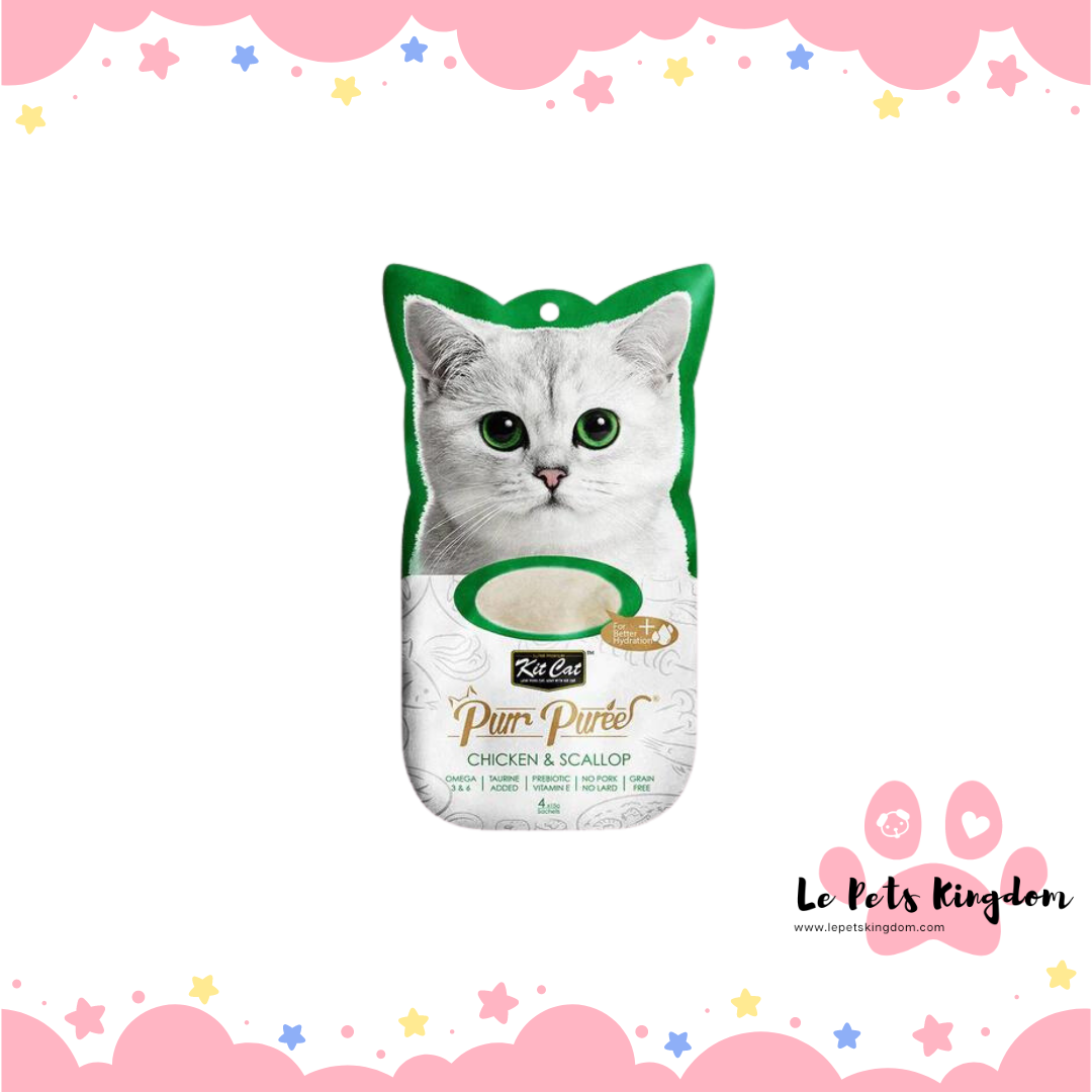 Kit Cat Purr Puree Chicken & Scallop Cat Treats 4x15g