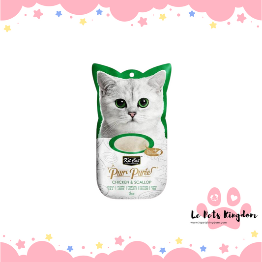 [BUNDLE OF 4] Kit Cat Purr Puree Chicken & Scallop Cat Treats 4x15g