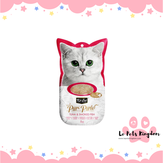 [BUNDLE OF 4] Kit Cat Purr Puree Tuna & Smoked Fish Cat Treats 4x15g
