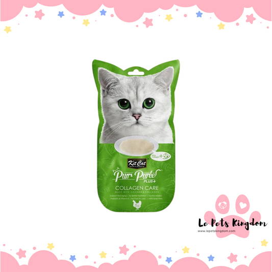 [BUNDLE OF 4] Kit Cat Purr Puree Plus+ Chicken Collagen Care Cat Treats 4x15g