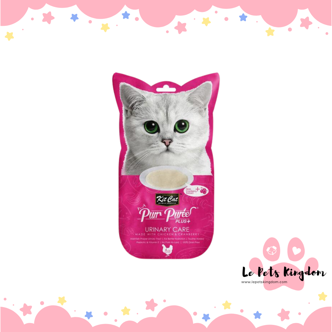[BUNDLE OF 4] Kit Cat Purr Puree Plus+ Chicken Urinary Care Cat Treats 4x15g