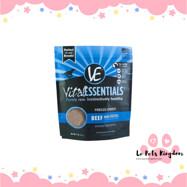 Vital Essentials Freeze Dried Beef Mini Patties 1lb