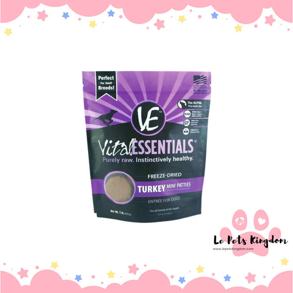 Vital Essentials Freeze Dried Turkey Mini Patties 1lb