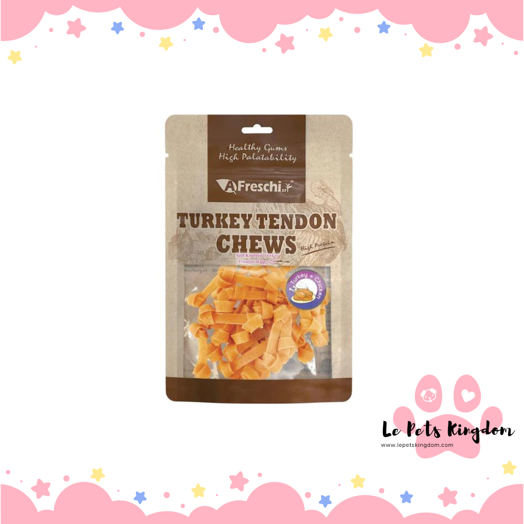 AFreschi Soft Knotted Turkey Tendon Strip Dog Treats 80g