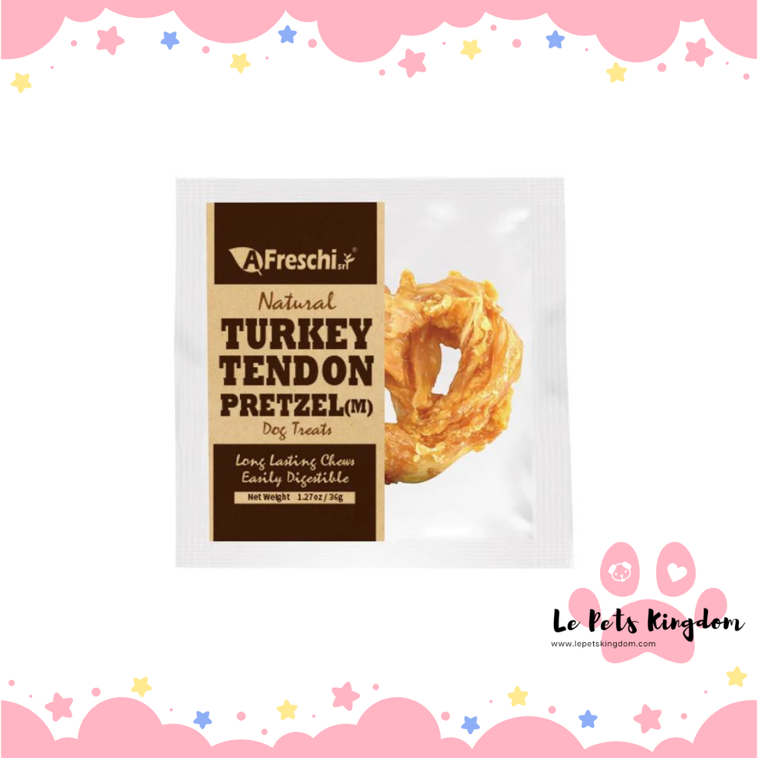 AFreschi Natural Turkey Tendon Pretzel Grain-Free Dog Chew (Medium)