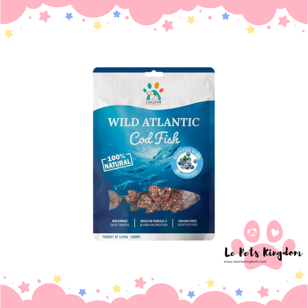 Sing-A-Paw Wild Atlantic Cod Fish With Blueberry Grain-Free Air-Dried Dog Treats 70g