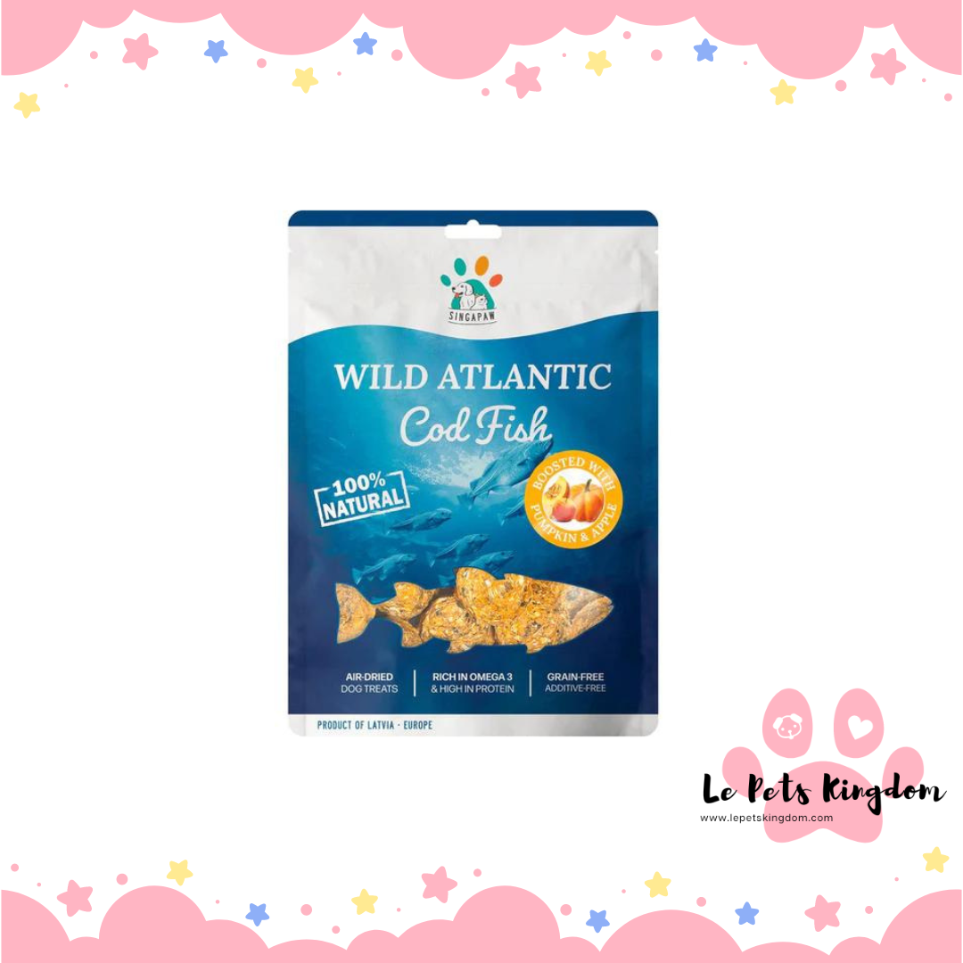 Sing-A-Paw Wild Atlantic Cod Fish With Pumpkin & Apple Grain-Free Air-Dried Dog Treats 70g