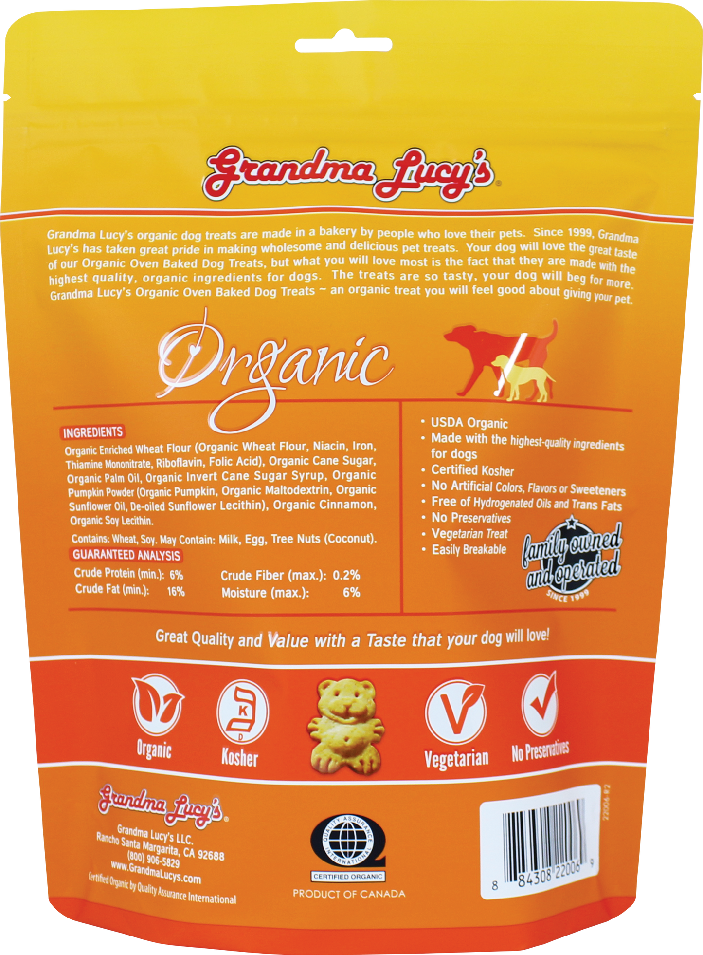 Grandma Lucy's Organic Baked Treats - Pumpkin Recipe 14oz