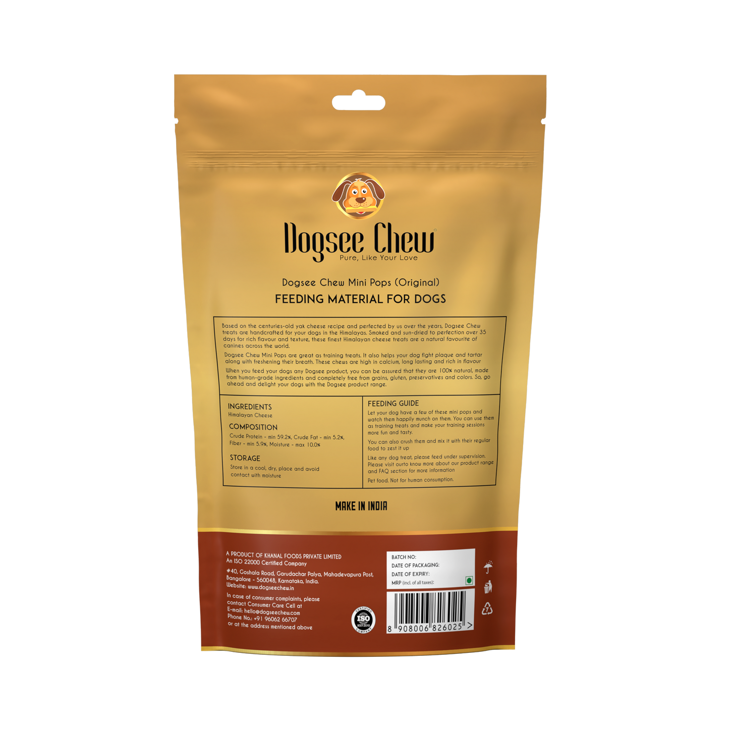 Dogsee Chew Mini Pops Himalayan Cheese Grain-Free Dog Treats 70g
