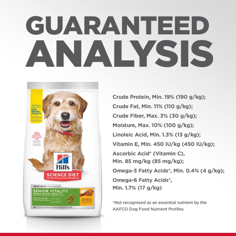 Hills Science Diet Youthful Vitality Adult 7+ Small Dog & Toy Breed Dry Dog Food