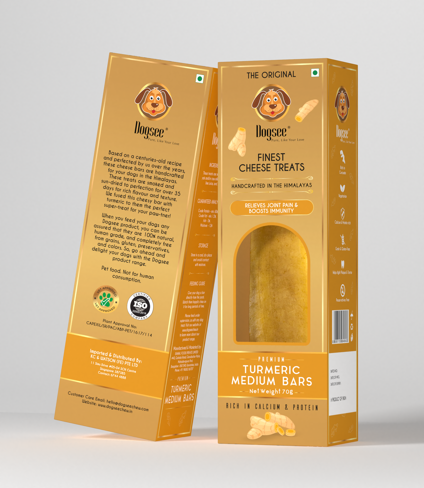 Dogsee Himalayan Cheese Turmeric Medium Bar Grain-Free Dog Treat 70g