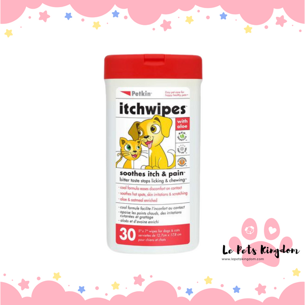 Petkin Itch Wipes For Cats & Dogs 30ct