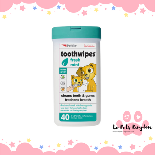 Petkin Tooth Wipes For Cats & Dogs 40pcs