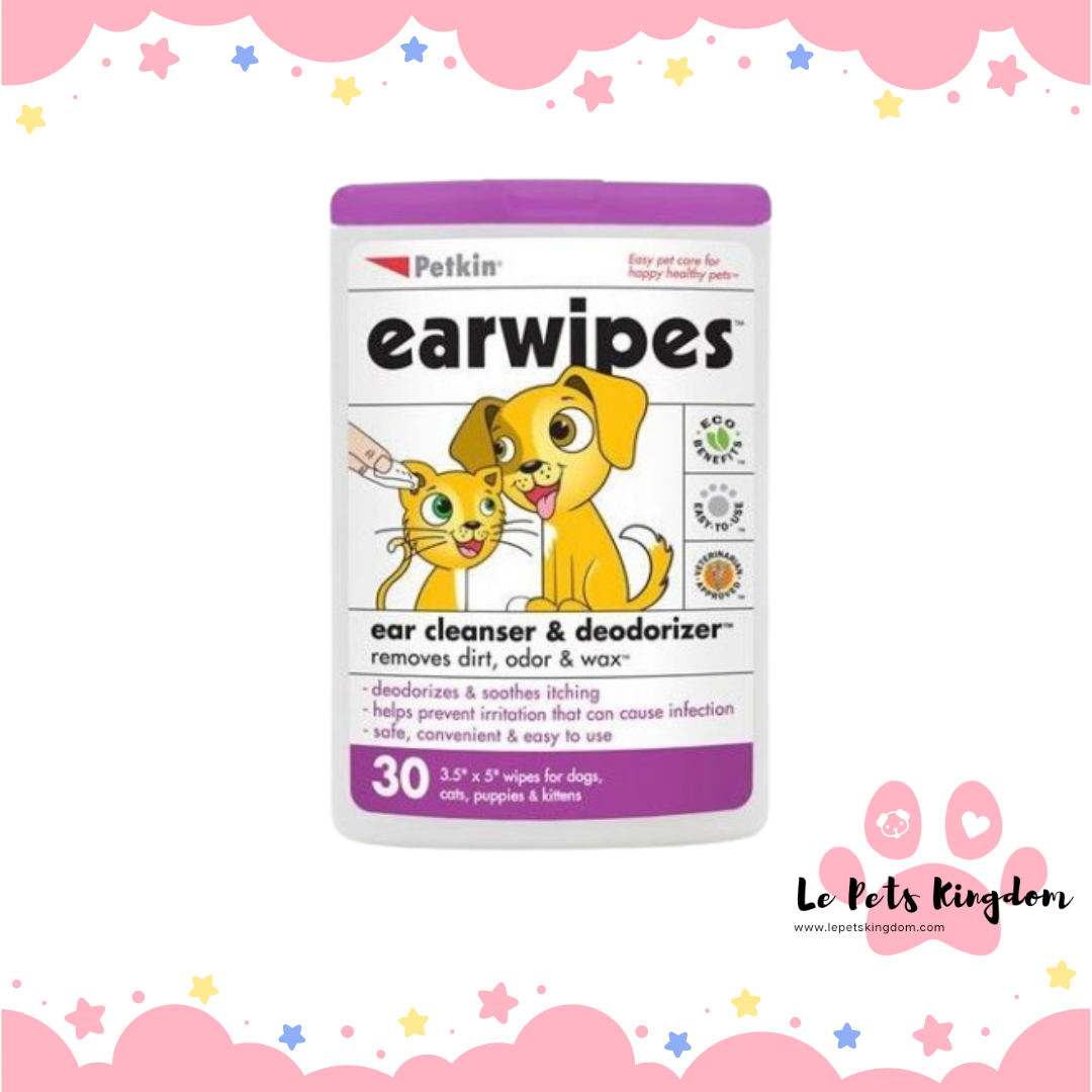 Petkin Ear Wipes For Cats & Dogs 30ct