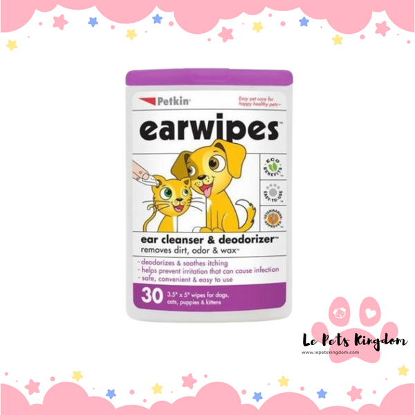 Petkin Ear Wipes For Cats & Dogs 30ct
