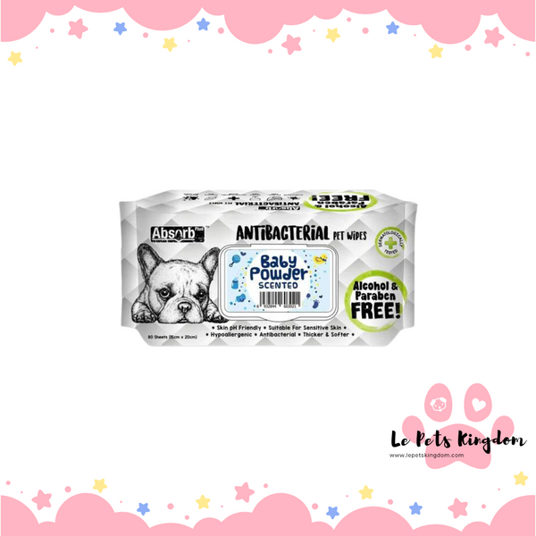Absorb Plus Antibacterial Pet Wipes 80pcs